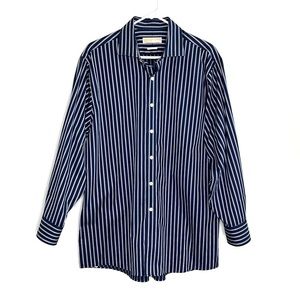 MICHAEL Michael Kors dark blue stripe non iron button down shirt sz 17 32/33